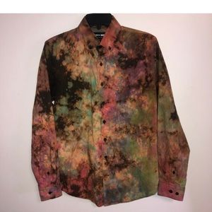 One of a kind reverse dyed button up top